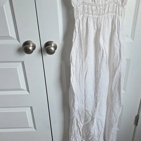 Terzo Millennio 100% Linen White Maxi Dress Women's Size Medium EUC - Picture 6 of 8